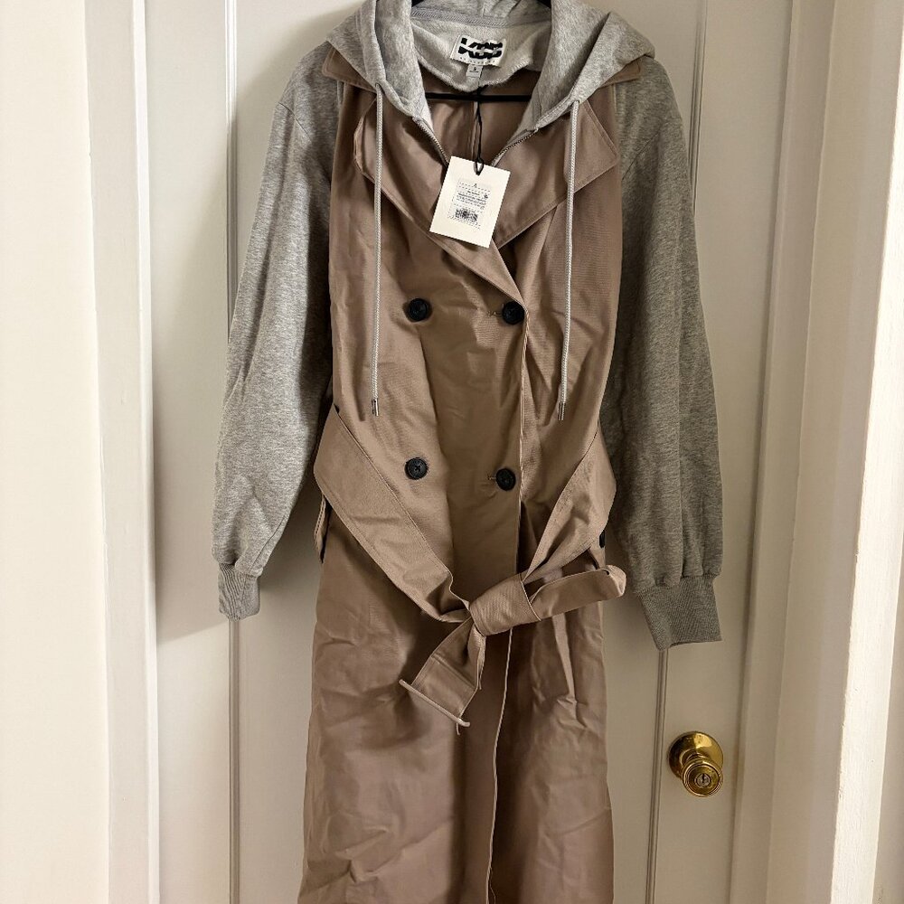 KBB by KAHLANA Women's 'The Sweatshirt Trench Coat' - Khaki/Heather Gray Size S